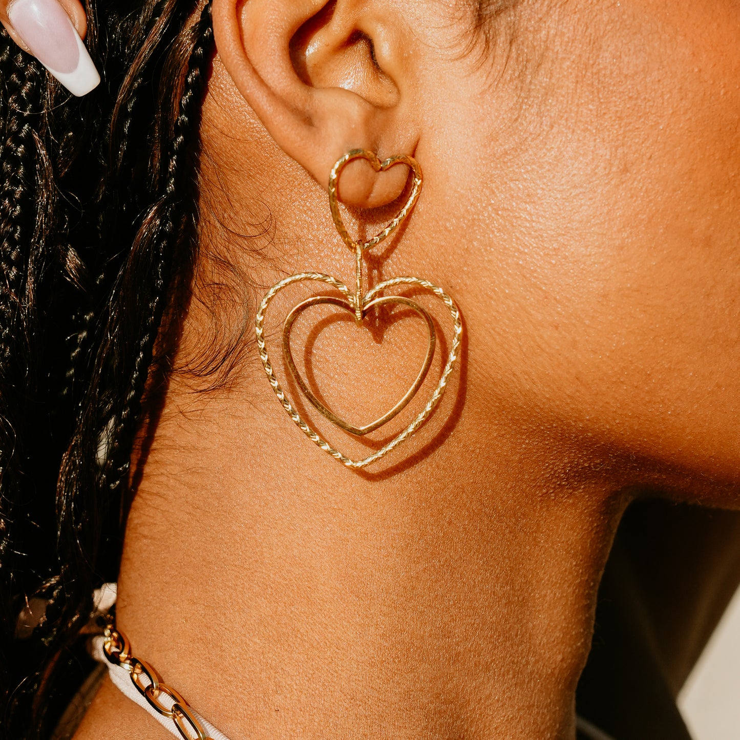 Boucles d’oreilles double cœur