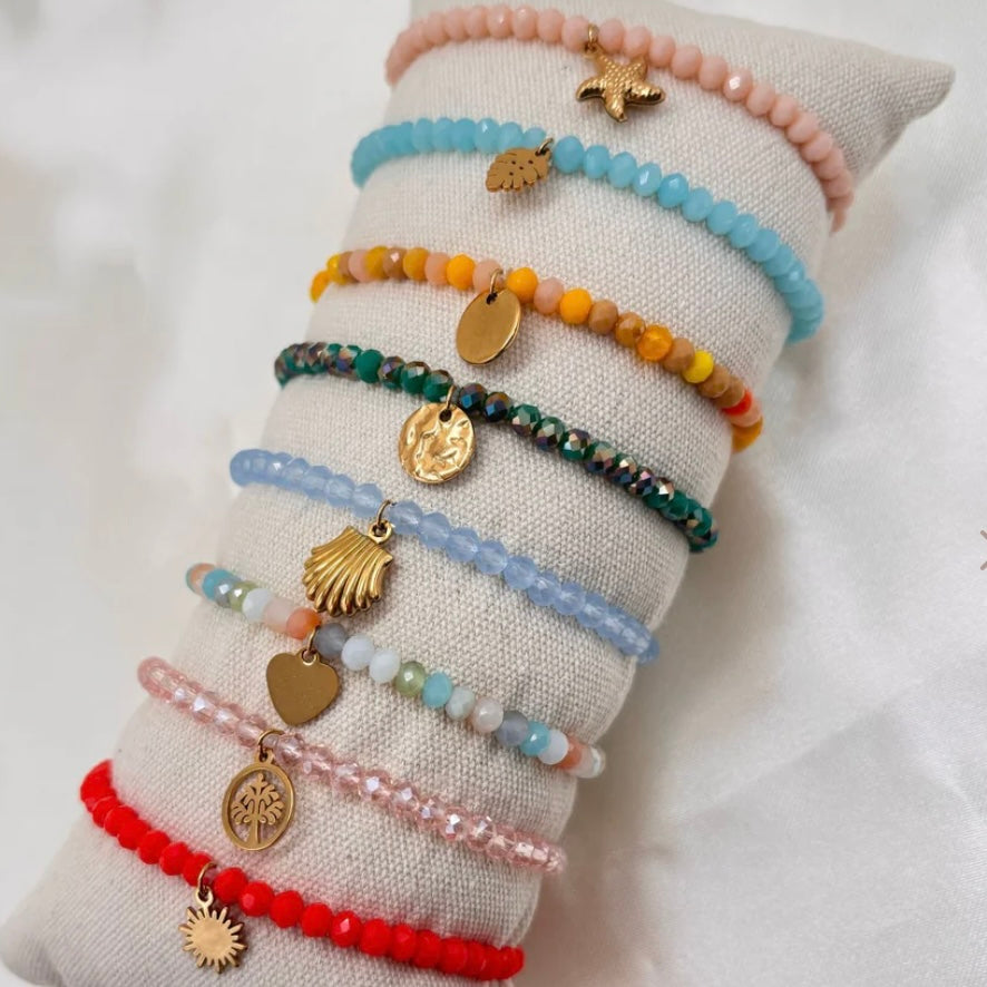 Bracelets élastiques à breloque dorée